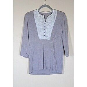 J Crew 3/4 Sleeve Button Bib Top Women's Size Small Grey/Green